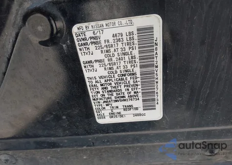 2017 Nissan Rogue S z USA, uszkodzony, nr VIN JN8AT2MV5HW276734